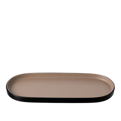 1181308 Dual Colour Melamine Oblong Plate Black/Beige 460x150mm