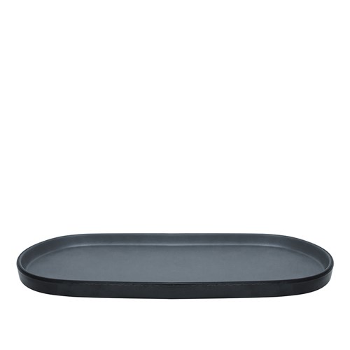 1181309 Dual Colour Melamine Oblong Plate Black/Grey 460x150mm