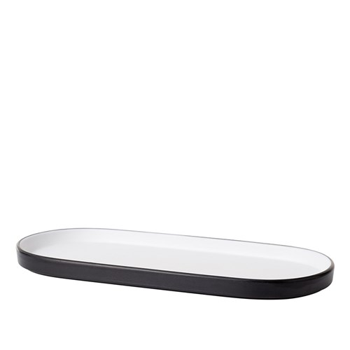 1181310 Dual Colour Melamine Oblong Plate Black/White 460x150mm