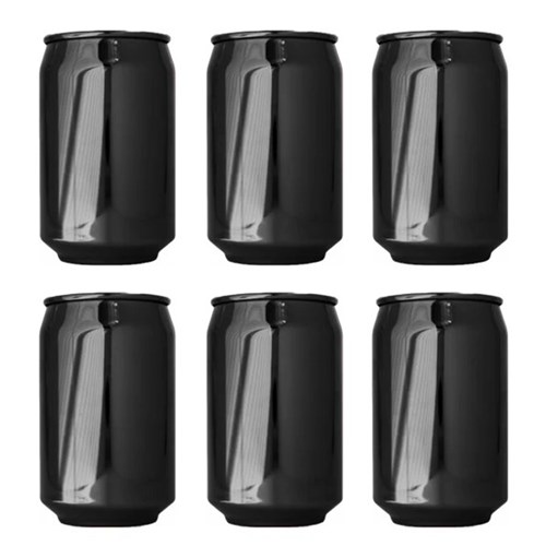 Can Shape Tumbler 500Ml Blk Chrome 6/Set