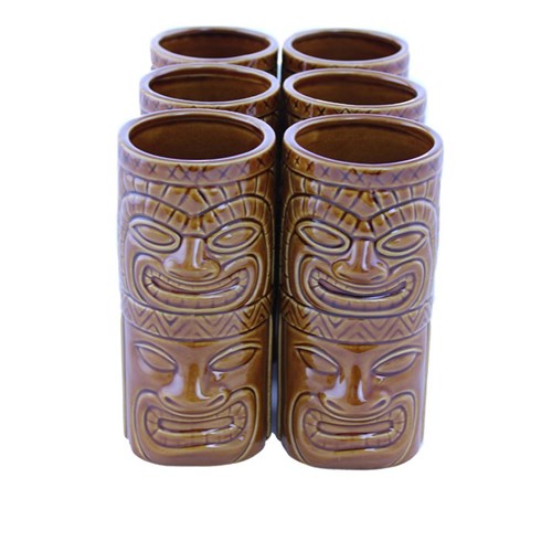 1750106 Tiki Mug 400Ml Ceramic Totem 2 Brown 6/Set