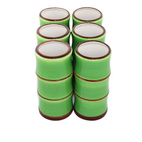 1750108 Tiki Mug 400Ml Ceramic Bamboo Green 6/Set