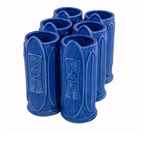 1750110 Tiki Mug 600Ml Ceramic Wave Rider Blue 6/Set