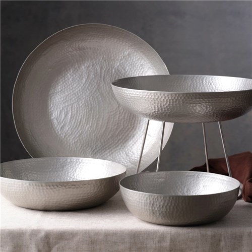 SERVING BOWL RND 250X80MM 2.8L HAMMERED SATIN