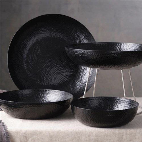 SERVING BOWL RND 350X80MM 5LT HAMMERED BLK