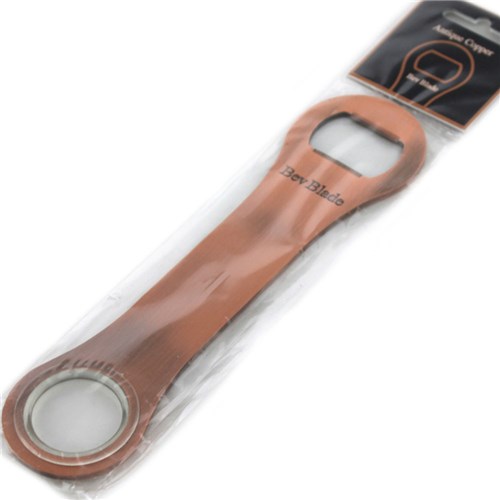 Bottle Opener Bar Blade W/ Spin Ring Ant.Copper