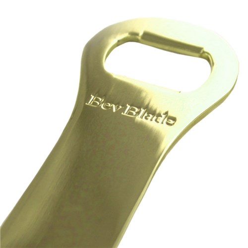 Bottle Opener Bar Blade W/ Spin Ring Gold