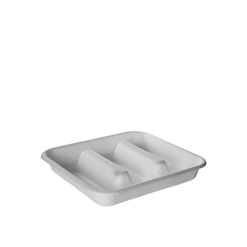 3445618 Sugarcane Taco Tray 3 Compartment White 184x171x25mm