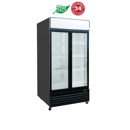 Exquisite Upright 2 Door Display Fridge DC1000P-BLACK