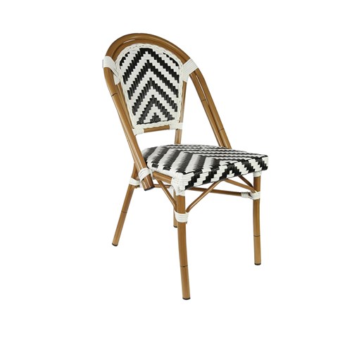 4242290 EIFFEL CHAIR NATURAL FRAME BLK/WHT PE WICKER CHEVRON