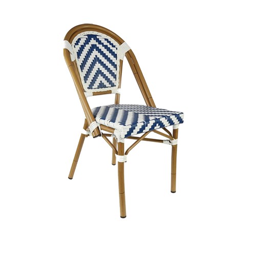 4242291 EIFFEL CHAIR NATURAL FRAME NAVY/WHT PE WICKER CHEVRON