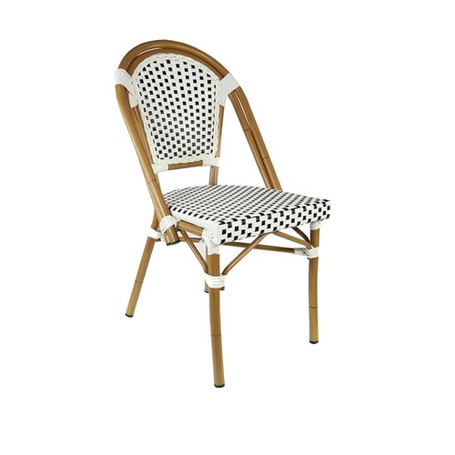 4242293 EIFFEL CHAIR NATURAL FRAME WHT/BLK PE WICKER CHEVRON