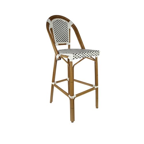 4242295 EIFFEL 750 BAR STOOL NATURAL FRAME BLK/WHT PE WICKER