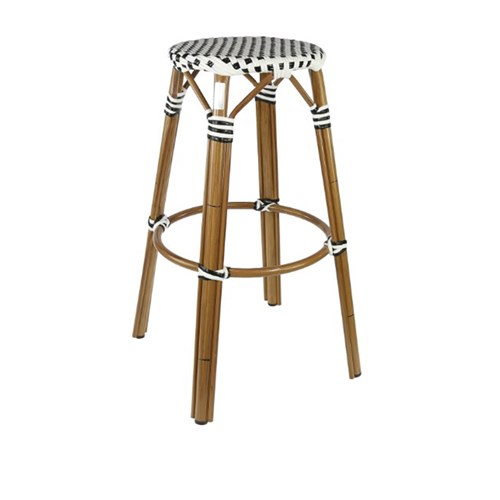 4242296 EIFFEL 750 STOOL BACKLESS NAT FRAME BLK/WHT PE WICKER