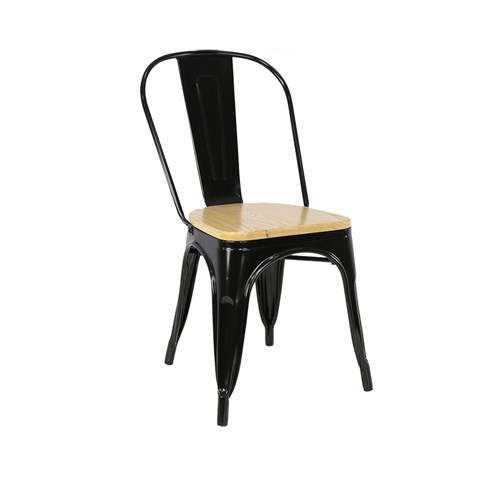 4242299 RIVIERA CHAIR BLK W/ TIMBER SEAT 860X450X520MM