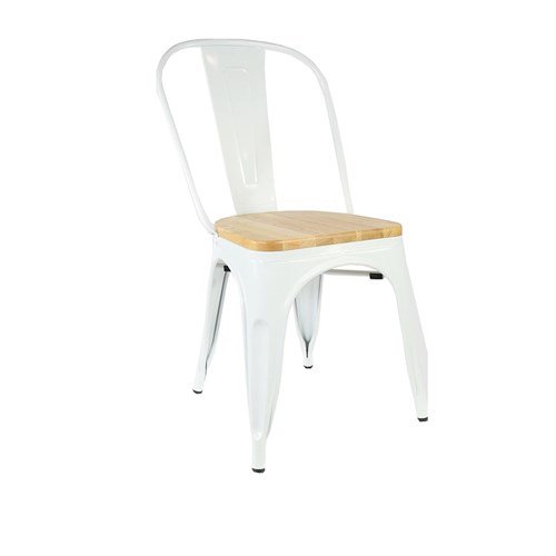 4242300 RIVIERA CHAIR WHT W/ TIMBER SEAT 860X450X520MM