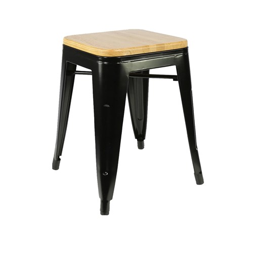 4242303 RIVIERA 450 STOOL BLK W/ TIMBER SEAT 450X390X390MM