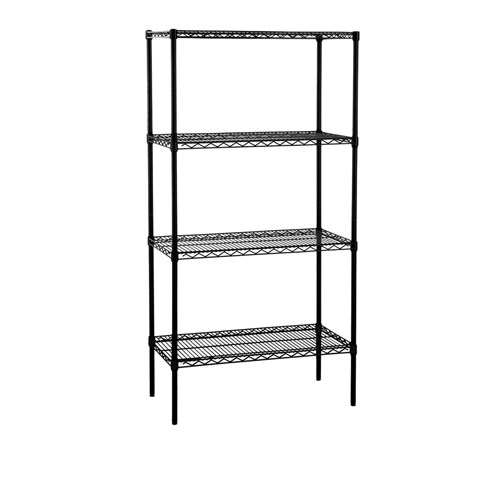 4257930 WIRE SHELVING 4 TIER BLACK910X610X1800MM