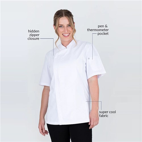 Alex Chef Jacket With Zipper White 2XL