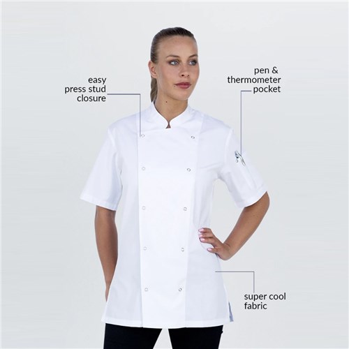 Alex Chef Jacket With Press Studs White XS