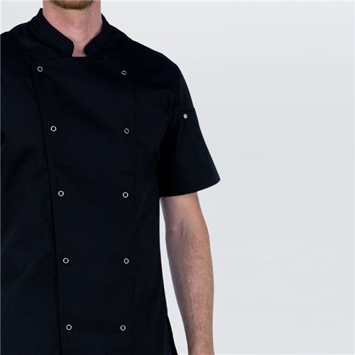 Alex Chef Jacket With Press Studs Black LGE