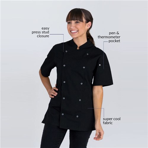 Alex Chef Jacket With Press Studs Black XS