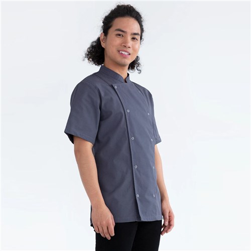 Alex Chef Jacket With Press Studs Grey LGE