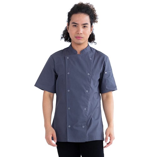 5401036 Alex Chef Jacket With Press Studs Grey 2XL