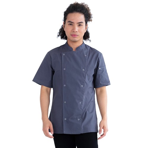 5401154 Alex Chef Jacket With Press Studs Grey XS