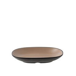 1181278 Dual Colour Melamine Oblong Plate Black/Beige 180x100mm