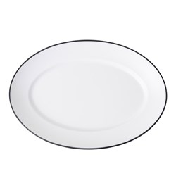 1181287 Dual Colour Melamine Oval Plate Black/White 310x220mm CouCou