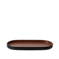 1181288 Dual Colour Melamine Oblong Plate Black/Brown 235x110mm