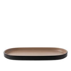 1181289 Dual Colour Melamine Oblong Plate Black/Beige 235x110mm