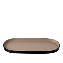 1181308 Dual Colour Melamine Oblong Plate Black/Beige 460x150mm