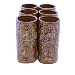 1750106 Tiki Mug 400Ml Ceramic Totem 2 Brown 6/Set