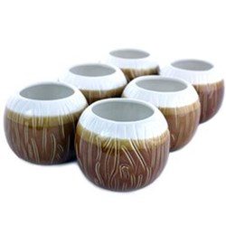 1750109 Tiki Mug 620Ml Ceramic Coconut 6/Set