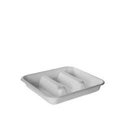 3445618 Sugarcane Taco Tray 3 Compartment White 184x171x25mm