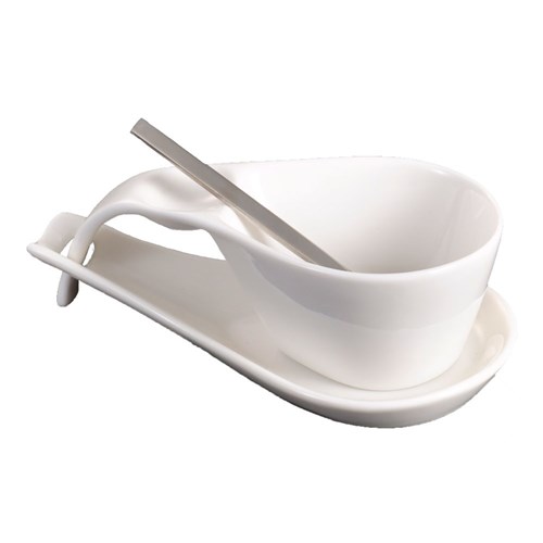 Buffet Oval Mustard Dish & Stand With Spoon 128x70mm