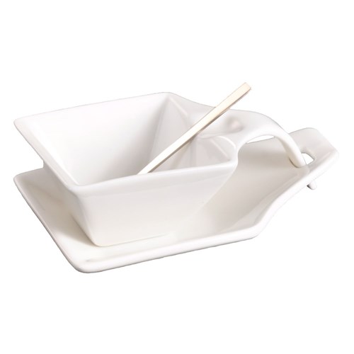 Buffet Sq Mustard Dish & Stand W/ Spoon 140X90mm (1/48)